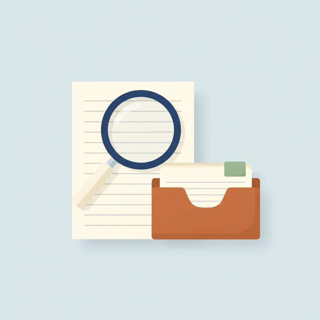 Illustration : loupe au-dessus d’une liste